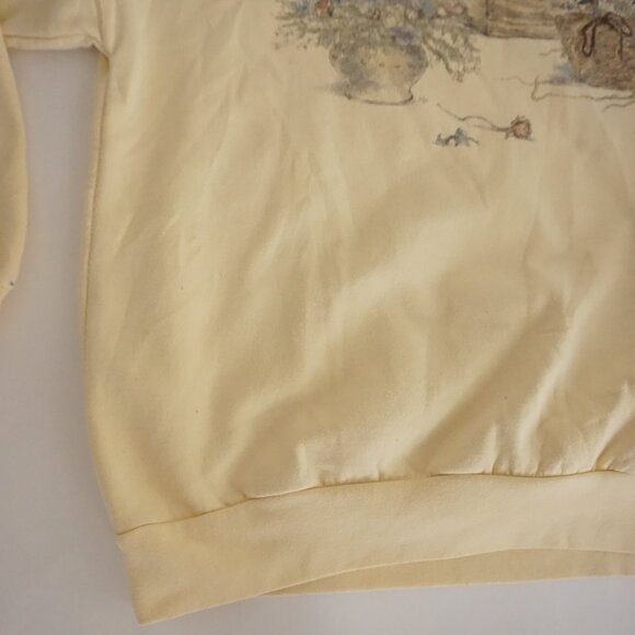 Vintage Northern Reflection Butter Yellow Prairie Floral Garden Basket Sweater M - Picture 6 of 11